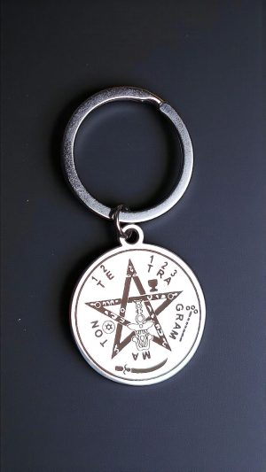llavero tetragramaton acero inoxidable amuleto pentagrama
