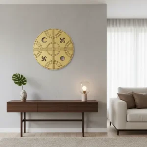 cuadro decorativo cultrún mapuche 30 cms dorado