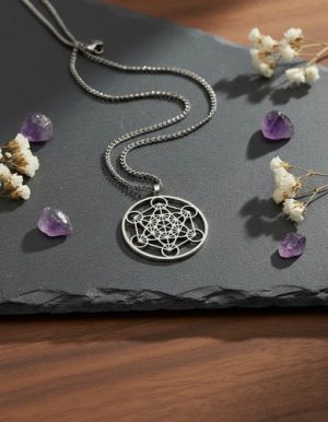 collar cubo metatron cadena de acero 60cm
