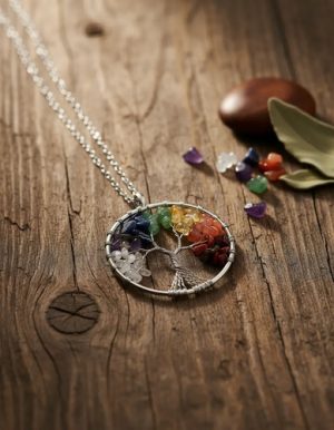 collar colgante con piedras Árbol de la vida