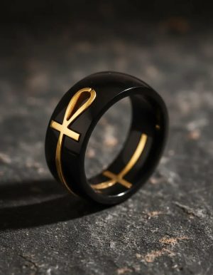 anillo cruz egipcia 8mm hombre