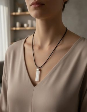 collar selenita bañada en plata 925