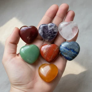 set piedras 7 chakras corazón roladas gemoterapia