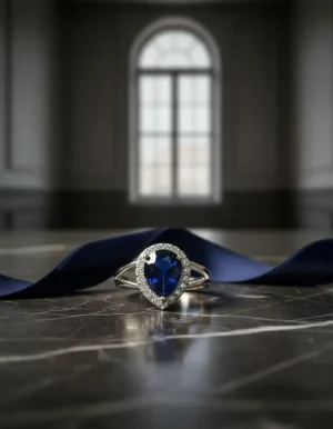 anillo de plata mujer circón verde azul