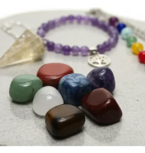 kit piedras naturales 7 chakras pendulo+pulsera+colgante