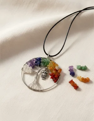 colgante Árbol de la vida 7 chakras buho