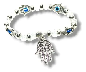 pulsera brazalete mano de fatima plateado
