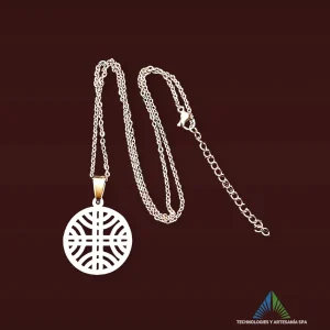 collar colgante mapuche .acero alta calidad cadena 50 cms