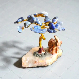 Árbol de piedras naturales lapislázuli con elefante