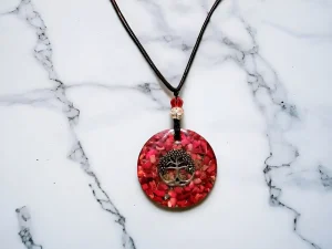 collar orgon Árbol de la vida piedras naturales cuero 55 cms