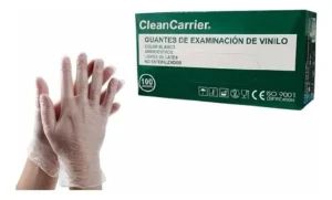 guantes de vinilo blanco clean carrier 100un talla m