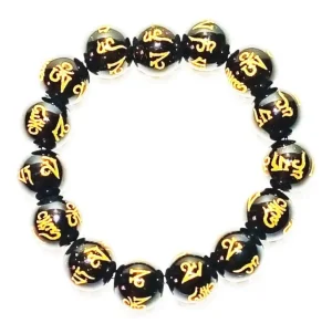 pulsera obsidiana budista tibetana feng shui 19 cms