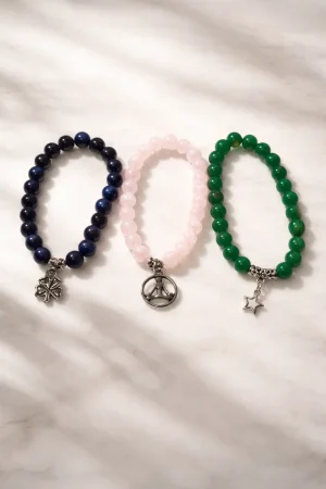 pack pulseras cuarzo rosado jade obsidiana 8 mm