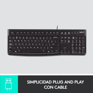 teclado alambrico usb logitech k120 color del teclado negro idioma español latinoamérica