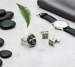 anillo flor de lis plata 925 unisex