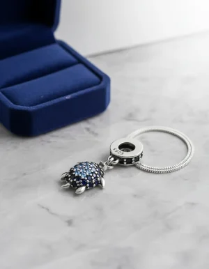 dije colgante tortuga marina azul plata 925