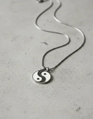 yin yang collar de cadena de acero inoxidable 50cm
