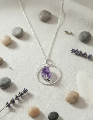 colgante piedras naturales con cadena de plata 925