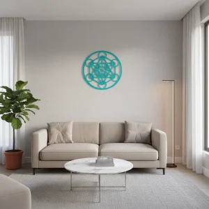 cuadro geométrico cubo metatron mdf 30 cms colores