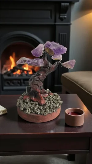 Árbol de la felicidad bonsái amatista piedras naturales 11cm