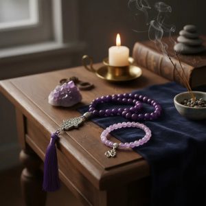 set código sagrado 45 cuentas + pulsera amatista