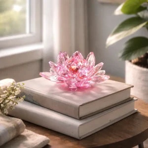 figura decorativa flor de loto 10 cm fucsia