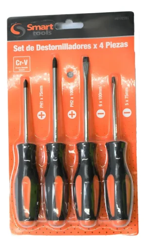 juego destornilladores phillips/planos 4 piezas smart tools