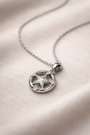 collar amuleto de protección estrella con circones 50 cms