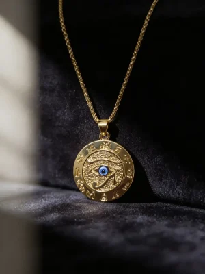collar colgante ojo de horus runas acero alta calidad 60 cms