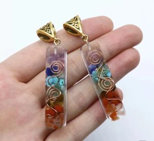 péndulo 7 chakras cuarzo 5cm organita