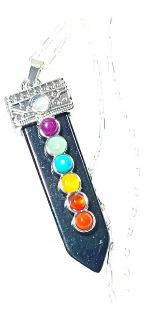 Sale colgante piedra lluvia de estrellas cadena plata 45 cms