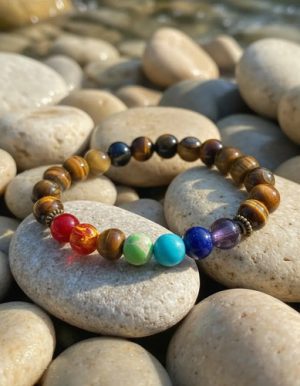 pulsera 7 chakras meditación ojo de tigre