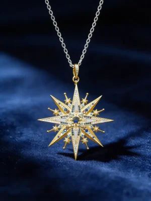 Sale collar estrella gran realeza cadena de plata 50 cm