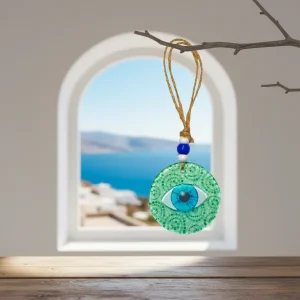 amuleto colgante protección ojo turco vidrio color verde