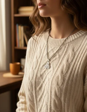 collar acero inoxidable trisquel plateado cadena 50 cms