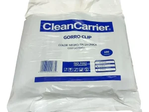 cofia gorro clip negro cleancarrier x 100 unds