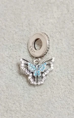 dije colgante mariposa brillante plata 925