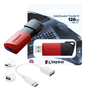 unidad flash kingston datatraveler exodia m dtxm/128 gb 3.2 rojo