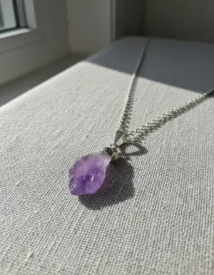 collar piedra energetica amatista cadena de plata 50 cms