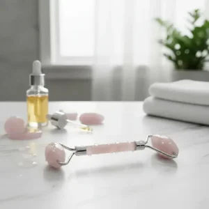 roller masajeador facial cuarzo rosa