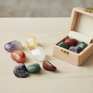 set de piedras 7 chakras pulidas incluye caja