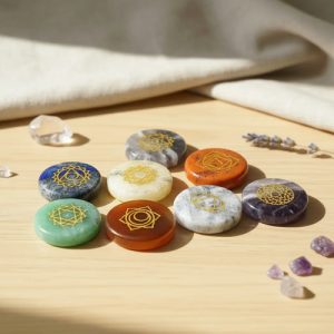 set de piedras naturales 7 chakras diseños grabados