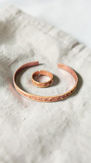 pulsera de cobre con anillo 21 cm
